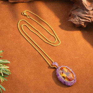 ネックレス レディース カラーチェンジ スルタン石 アメジスト原石 天然石 個性的 デザイン 高級感 ライトラグジュアリー 通勤 オフィス デイリー ショートネックレス ペンダント