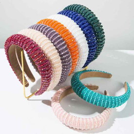 カチューシャ レディース スポンジ 盛り髪 ハイクラウン 手作り ビーズ クリスタル 欧米 バロック レトロ 上品 エレガント 万能 髪飾り 合金製 SNSで話題 ヘアアクセサリー