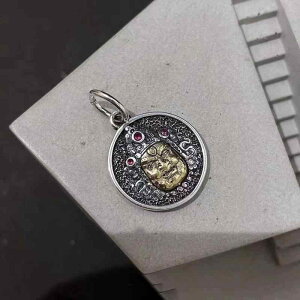 ネックレス メンズ レディース 金運 開運 招財 お守り 丸型プレート ペンダント レトロ モダン スタイリッシュ シンプル カジュアル 普段使い 銅製 電気メッキ加工