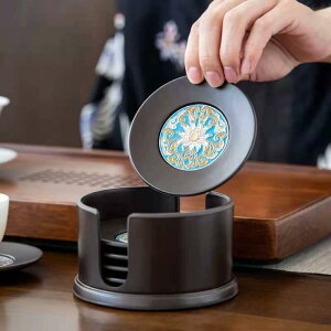 茶托 和風 日式 ベークライト 琺瑯彩 断熱 耐熱 家庭用 来客用 おもてなし 茶器 コースター カップマット ティーマット 茶道具 アクセサリー おしゃれ(x2)