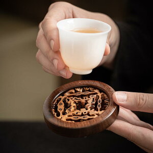 茶盤 ウォールナット材 天然木 乾泡 茶席 茶道用 断熱 耐熱 ポット置き カップマット モダンチャイニーズ スクエア 丸型 格子型