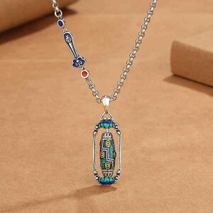 ネックレス レディース 七宝焼き 九眼天珠 蓮 マニ車 レトロ 民族風 アンティーク調 繊細 銅製 ペンダント おしゃれ 万能 カジュアル 長さ51-60cm