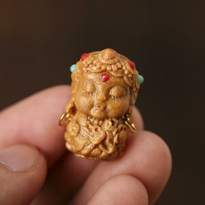 アクセサリー 小型 天然木 銘木 白檀 紫檀 木彫り カートゥーン かわいい 緑度母 ターコイズ 象嵌 ビーズ ブレスレット ペンダント お守り 開運 チャーム