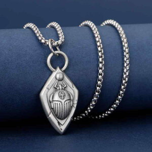 ネックレス メンズ ヴィンテージ エジプト神話 スカラベ ペンダント パンク ヒップホップ ストリート系 ステンレス製 シルバー