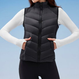 ダウンベスト メンズ レディース 秋冬 厚手 防寒 保温 撥水 防汚 防風 スタンドカラー ジップアップ ダックダウン スポーツ フィットネス ランニング サイクリング アウトドア
