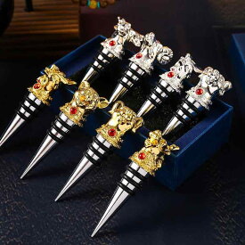 ワインストッパー 真空密閉 鮮度保持 クリスタル 干支 デザイン レトロ 家庭用 ワイン栓 ボトルキャップ ゴールド シルバー 上品な高級感