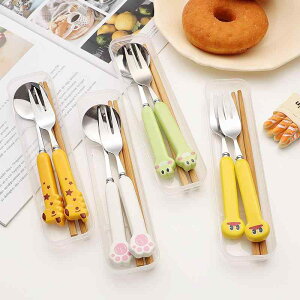カトラリー キッズ 子供 学生用 かわいい キャラクター ステンレス製 スプーン フォーク 箸 3点セット お弁当 ランチ 通学 収納ケース付き