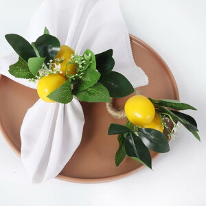 ナプキンリング 黄色 レモンモチーフ フェイクフルーツ 西洋風 おしゃれ かわいい 食卓装飾用 テーブルコーディネート レストラン ホテル パーティー(x6)