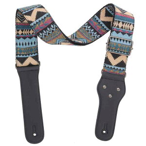 ギター ストラップ ナイロン PUレザー製 ギターストラップ 長さ調節可能 アコースティックギター ベース エレキギター用 多機能 肩紐 個性的 スタイリッシュ ボヘミアン柄 練習 ライブ