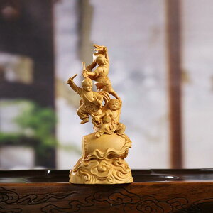 置物 子供 男の子 女の子 黄楊木彫刻 ツゲ材 賑やかな太鼓 銅鑼 演奏 子供らしい可愛さ 縁起の良い 工芸品 書斎 インテリア装飾 和モダン 中華風 おしゃれ 新築祝い 引越し祝い 慶事ギフト