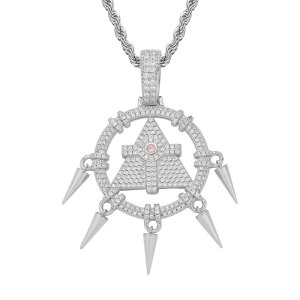 ネックレス メンズ 千年智慧輪 ペンダント 銅製 ジルコニア ラウンド 丸型 ヒップホップ レトロ ヴィンテージ フリンジ タッセル アクセサリー