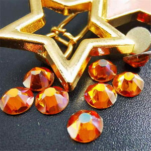 ネイルパーツ ゴールドベース 8大8小カット フラットバック 非熱圧着 アンバー ラインストーン DIY デコレーションパーツ ガラス製 電気メッキ加工