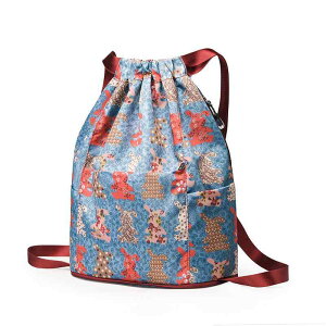リュックサック レディース 女性用 超軽量 薄型 折りたたみ コンパクト 大容量 A4サイズ対応 ドローストリング 花柄 総柄 オックスフォード生地 スポーツ ジム ダンス アウトドア 旅行 トラ