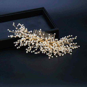 ヘアコーム レディース 花嫁 キッズ ウェディング 結婚式 発表会 ピアノ発表会 フェイクパール 模造パール 樹脂製 幾何学模様 優雅 華やか ヘッドドレス 髪飾り ヘアアクセサリー
