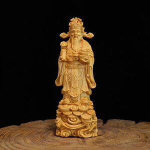 置物 開運招福 商売繁盛 金運上昇 太行崖柏 無垢材 天然木 龍紋彫刻 冠帽財神 立ち姿 新中式 工芸品 インテリア 飾り 縁起物 風水 玄関 オフィス 21センチ 大サイズ