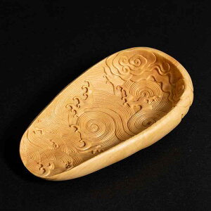 茶器 黄楊木 無垢材 手彫刻 龍モチーフ 縁起物 茶則 茶寵 置物 オブジェ モダン中華風 インテリア雑貨 卓上飾り 和室 リビング 玄関 書斎 11cm