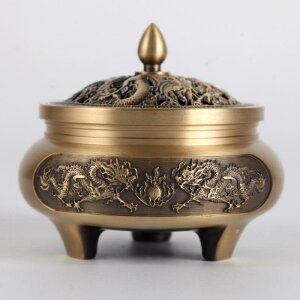 香炉 銅製 室内用 家庭用 玄関 リビング 置物 重厚感 アンティーク風 上品 双龍戯珠 三本足 盤香 渦巻き線香 沈香 白檀 アロマ 茶道 中華風 癒しグッズ