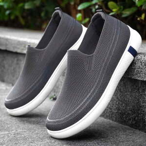 シューズ メンズ 通気性抜群 メッシュ スリッポン 快適 厚底 ダッドシューズ 中高年向け 韓国風 シンプル カジュアル 普段使い ブラック グレー カーキ 大きいサイズ対応