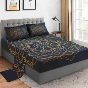 寝具セット ボヘミアン柄 花柄 ボックスシーツ 枕カバー 4点セット マイクロファイバー デジタルプリント アメリカンスタイル 寝室用 寮用