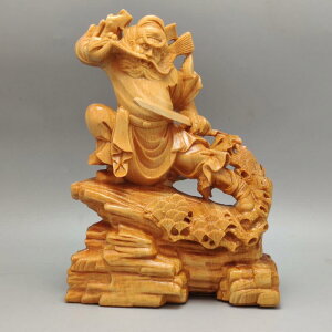 木彫り像 鍾馗 財神様 崖柏 無垢材 風水 厄除け 魔除け 金運アップ 商売繁盛 開運招福 家内安全 リビング 玄関 インテリア 置物 オブジェ モダン中華風
