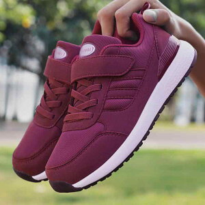 ウォーキングシューズ レディース ミセス 中高年 快適 クッション性 軽量 面ファスナー 滑り止め 普段使い スニーカー カジュアル 柔らかい フラットソール 春夏 パープル ブラック レッド