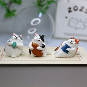 置物 猫 日系 シンプル かわいい おしゃれ 卓上 デスク用 樹脂製 多肉植物 ポット 観葉植物 トレイ付き インテリア雑貨 装飾 オブジェ