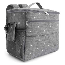 マザーズリュック 多機能 ポータブル マタニティ用 ベビーカー対応 防水 オックスフォード生地 幾何学模様 グレー A4サイズ 大容量