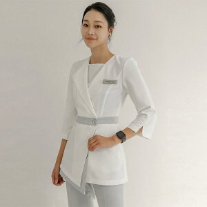 セットアップ レディース 吸湿速乾 高級感 おしゃれ 春夏 美容ユニフォーム エステ サロン マッサージ SPA 施術服 制服 ポリエステル 動きやすい ストレッチ(x2)