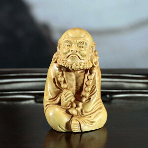 木彫り メンズ 黄楊木 達磨大師 仏像 置物 中華風 手工芸品 手のひらサイズ 縁起物 デスク飾り オブジェ 厄除け 開運 お守り 書斎 インテリア 雑貨 仏教美術