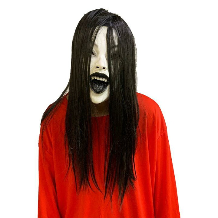 楽天市場】マスク ハロウィン ホラー 不気味な顔 ラテックス製 黒髪黒 