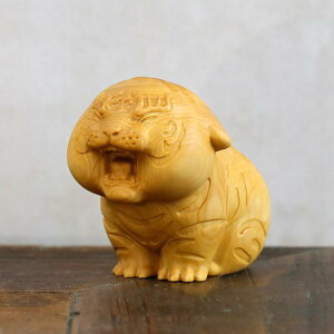 置物 メンズ 黄楊木彫刻 持ち運び かわいい 虎 干支モチーフ 掌玩物 美術工芸品 縁起物 開運アイテム 誕生日プレゼント ギフト インテリア雑貨