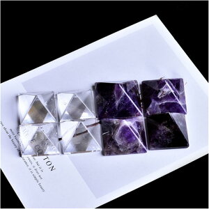 置物 水晶 ピラミッド ドリームアメジスト ホワイトクリスタル 天然石 パワーストーン 原石 磨き インテリア 飾り 浄化 癒し 開運 風水