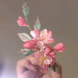 髪飾り キッズ 子供 手作り 桃の花 絹花 シルク 中華風 古典風 レトロ 優雅 エレガント 発表会 イベント 和装小物 かんざし ヘアクリップ ヘアピン