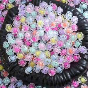 ビーズ 透明 フラワー アクリル DIY ハンドメイド 材料 カラフル かわいい ブレスレット ネックレス アクセサリー 制作 バロック風 ヴィンテージ風 ルース 7mm ミックス