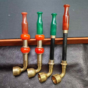 喫煙具 レトロ 伝統 手作り ヴィンテージ風 真鍮製 瑪瑙 メノウ装飾 中国風 煙管 キセル パイプ 喫煙パイプ 火皿 吸い口 葉タバコ用