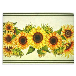 ランチョンマット ひまわり 花柄 プリント リネン 麻 ポリエステル 季節限定 モダン 北欧風 おしゃれ かわいい 洗える キッチン 食卓 ダイニング テーブル インテリア(x4)