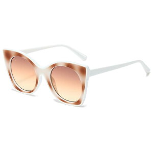 サングラス レディース UV400カット 紫外線対策 オーバーサイズ ビッグフレーム キャットアイ 個性的 おしゃれ 欧米風 インフルエンサー SNS映え バイカラー ツートン お出かけ ファッション