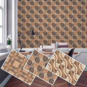 ウォールステッカー 防水 自己粘着 貼るだけ 厚手 賃貸OK リメイクシート 壁紙シート タイルシール レトロ デザインタイル 花柄 幾何学模様 モザイク柄 浴室 キッチン トイレ 洗面所 水回り D