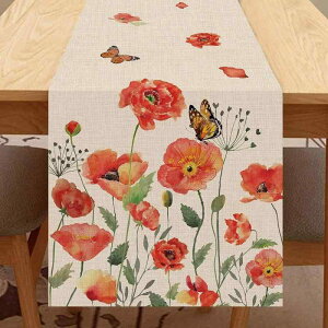 テーブルランナー テーブルクロス 北欧風 リビング ダイニング 春夏 向日葵 ひまわり 亜麻 麻 ポリエステル 植物 花柄 おしゃれ 来客用 装飾 インテリア アクセント(x2)