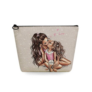 化粧ポーチ レディース 携帯用 コンパクト リネン 麻 プリント柄 トラベルポーチ 洗面用 日常使い 浴室用 コスメ収納 多機能小物入れ ヨーロピアン