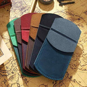 ペンケース 男女兼用 大容量 本革 牛革製 クレイジーホース加工 手作り ハンドメイド レトロ アンティーク調 シンプル 個性的 おしゃれ 文房具入れ 万年筆収納