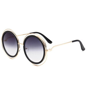 サングラス レディース UV400カット 紫外線対策 丸型 ビッグサイズ PCレンズ 薄い色 コンビフレーム ドライブ 運転 旅行 普段使い ファッション小物