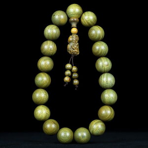 数珠 男女兼用 アルゼンチン緑檀 希少 百年古木 銘木 20mm玉 19玉 手持ち 携帯用 貔貅 金運アップ 魔除け 仏手 木魚 開運お守り 高級感 逸品 カーチャーム コレクション 経年変化が楽しめる