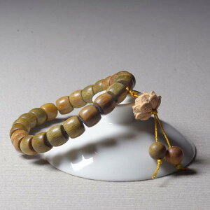 数珠 男女兼用 アルゼンチン産 緑檀 ストレートカット 筒型ビーズ 蓮の花 モチーフ エスニック調 ポリッシュ加工 念珠 お守り 腕輪 アクセサリー コレクション