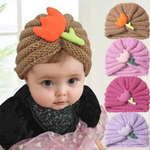 ニット帽 ベビー 子供用 厚手 保温 防寒 花柄 かわいい ポリエステル 秋冬 男の子 女の子 新生児 乳幼児 お出かけ 通園 普段使い おしゃれ ピンク パープル 出産祝い ギフト