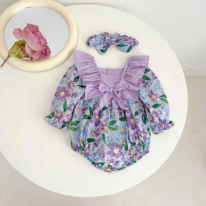 ロンパース 女の子 ベビー やわらか肌触り 綿100% 長袖 カバーオール 通気性 かわいい プルオーバー 赤ちゃん 服 韓国風 花柄 ボディスーツ 春秋 普段着 出産祝い ギフト