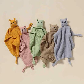 ベビー 安撫タオル ぬいぐるみ 純綿 ガーゼ コットン 噛める 赤ちゃん おねんね 寝かしつけ 新生児 0歳向け カバ 癒し ぐずり対策 睡眠導入 トイ