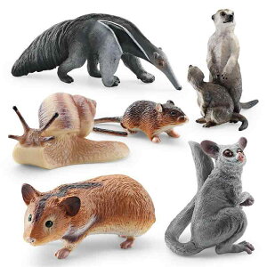 動物フィギュア キッズ リアルな野生動物 ハムスター カタツムリ フクロモモンガ ネズミ 親子ミーアキャット アリクイ 知育玩具 学習玩具 コレクション PVC製 対象年齢4歳 5歳 6歳 種類豊富