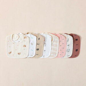 スタイ ベビー 新生児 乳幼児 男の子 女の子 吸水性 綿100% ガーゼ 肌に優しい U字型 よだれかけ 出産祝い ギフト プレゼント お食事エプロン アニマル柄 ドット 小花柄 0歳 1歳 2歳