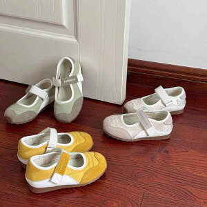 キッズ シューズ ベビー 男の子 女の子 本革 スエード モカシン マジックテープ ローカット 歩きやすい 通園 通学 レトロ 切り替え 春秋 カジュアル ホワイト イエロー